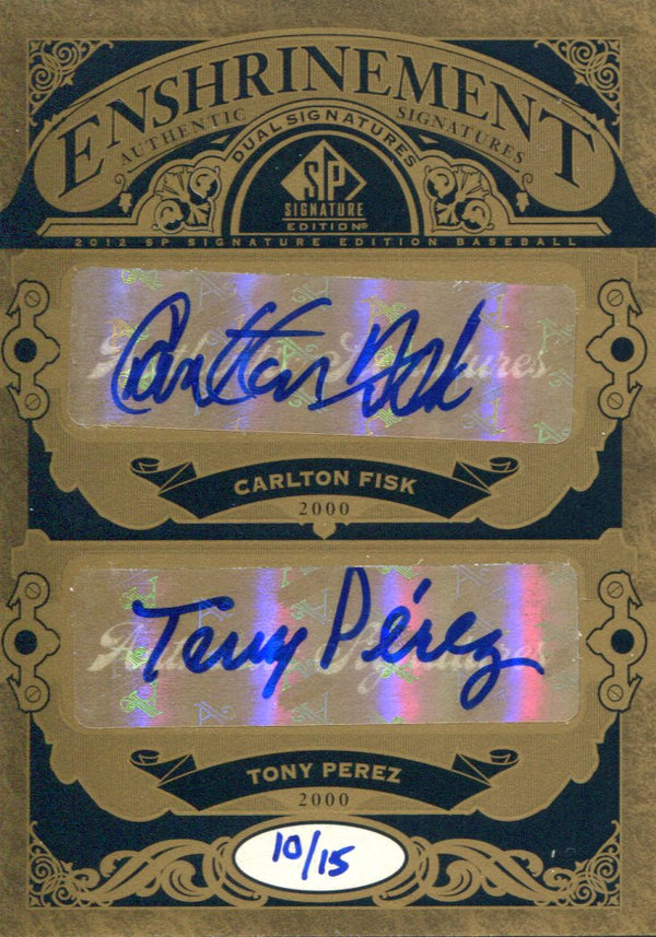 Carlton Fisk & Tony Perez Autographed 2012 Upper Deck Enshrinement Card