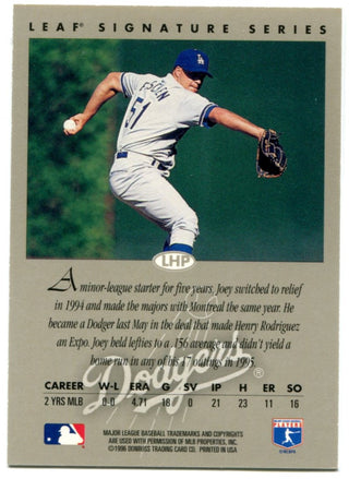 Joey Eischen 1996 Donruss Leaf Signature Series Autographed Card