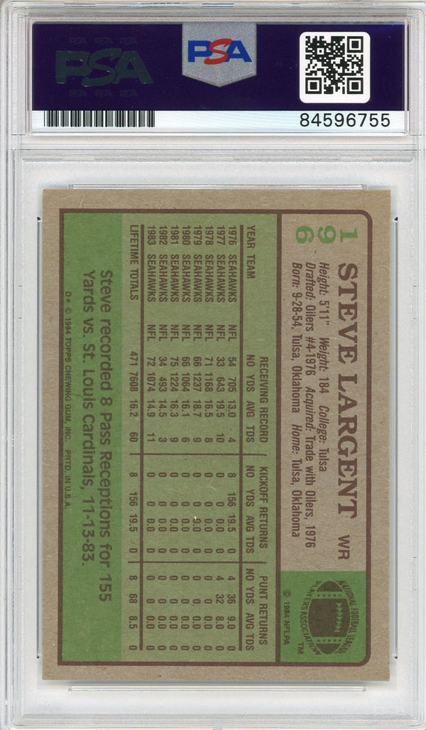 Steve Largent "HOF 95" Autographed 1984 Topps Card (PSA Auto Grade 10)