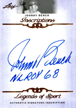 Johnny Bench "NL ROY 68" Autographed 2012 Leaf Inscriptions Card
