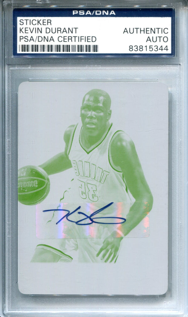 Kevin Durant Autographed 2014 Panini National Treasures Yellow Plate Card (PSA)