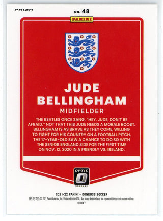 Jude Bellingham 2021-22 Panini Donruss Soccer Green Laser Prizm Card #48