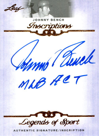 Johnny Bench "MLB ACT" Autographed 2012 Leaf Inscriptions Card