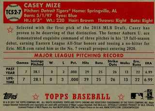Casey Mize 2021 Topps Chrome Rookie Card