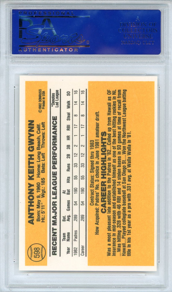 Tony Gwynn 1983 Donruss Card #598 (PSA NM-MT 8)