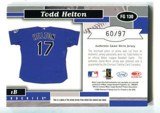 Todd Helton 2002 Donruss Fabric Of The Game #FG130 Patch Card /97