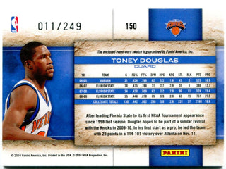 Toney Douglas Panini Studio 2010 Rookie Authentic Jersey Card