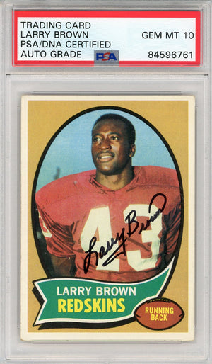 Larry Brown Autographed 1970 Topps Card (PSA Auto Grade 10)