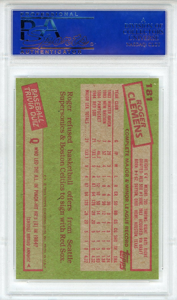 Roger Clemens 1985 Topps Card #181 (PSA NM-MT 8)