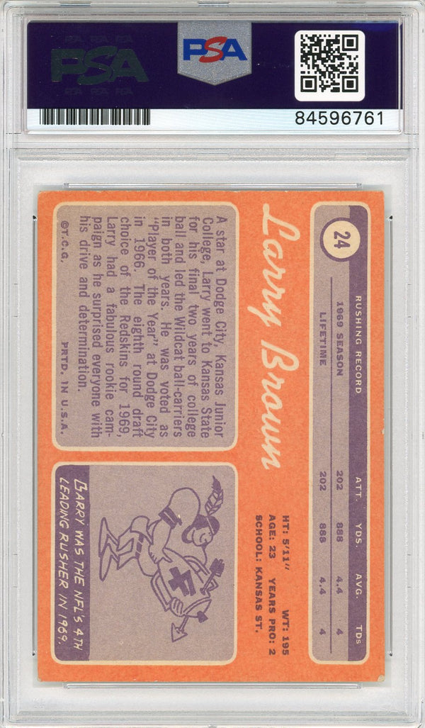 Larry Brown Autographed 1970 Topps Card (PSA Auto Grade 10)