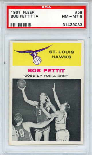 Bob Pettit 1961 Fleer Card #59 (PSA NM-MT 8)