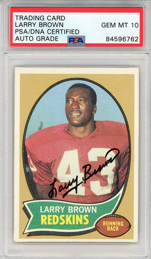 Larry Brown Autographed 1970 Topps Card (PSA Auto Grade 10)