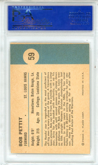 Bob Pettit 1961 Fleer Card #59 (PSA NM-MT 8)