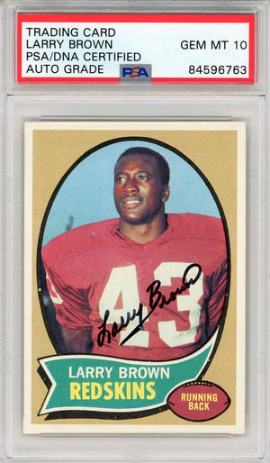 Larry Brown Autographed 1970 Topps Card (PSA Auto Grade 10)