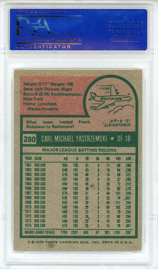Carl Yastrzemski 1975 Topps Card #280 (PSA NM-MT 8)