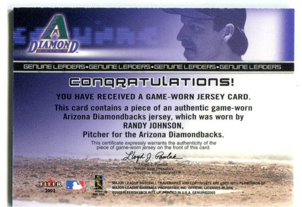 Randy Johnson 2002 Fleer Genuine Leaders Jersey Card