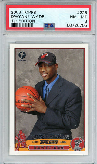 Dwyane Wade 2003 Topps 1st Edition Rookie Card #225 (PSA NM-MT 8)