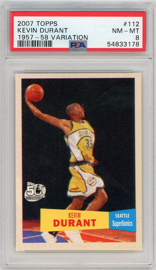 Kevin Durant 2007-08 Topps 1957-58 Variation #112 PSA NM-MT 8 RC