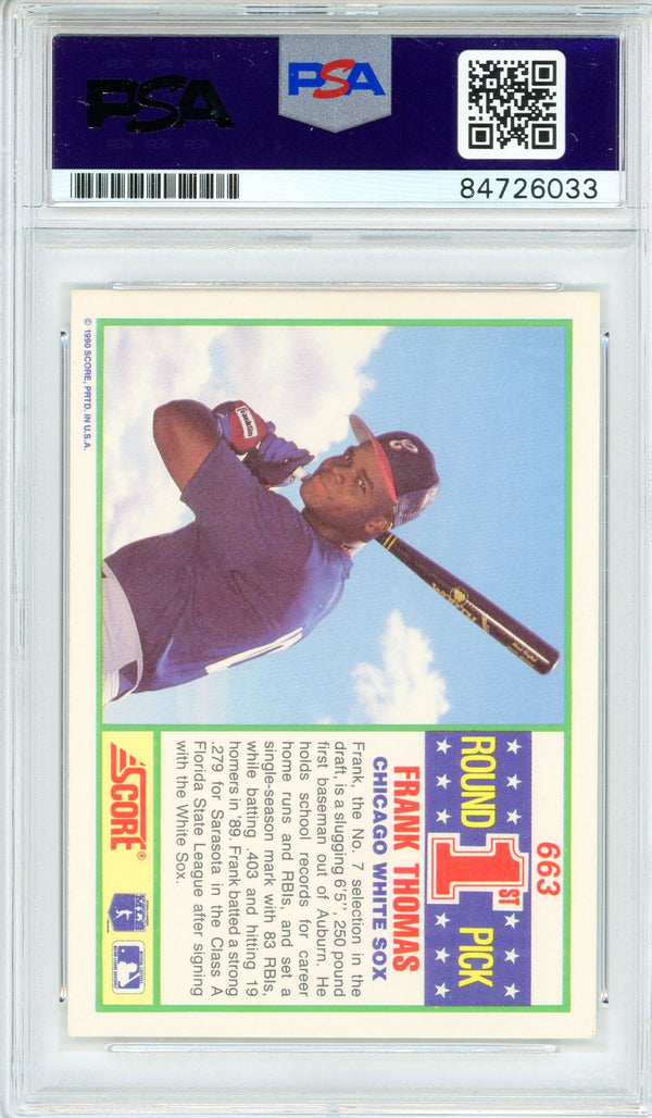 1990 score #663 FRANK THOMAS chicago white sox ROOKIE card