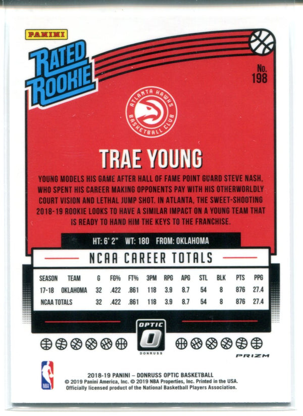 Trae Young 2018-19 Panini Donruss Opitc Holo Rookie Card