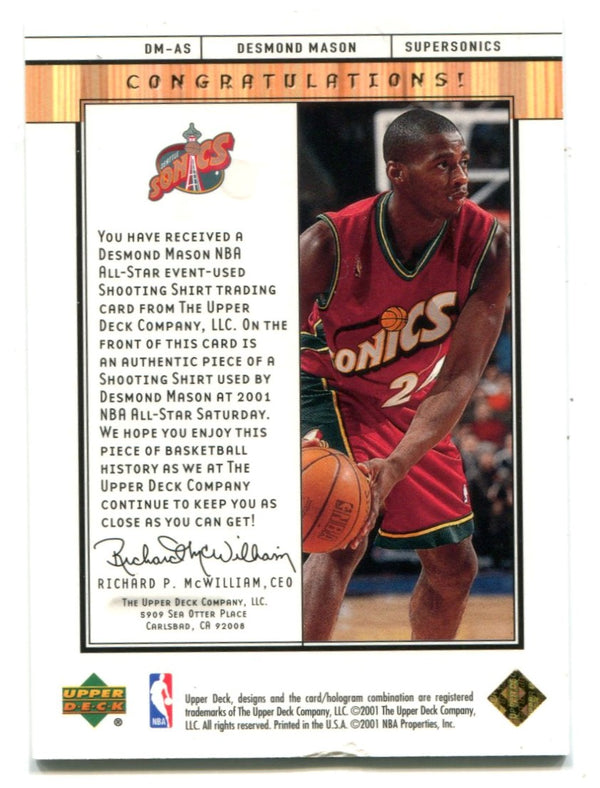 Desmond Mason 2001 Upper Deck All-Star Jersey Card #DMAS