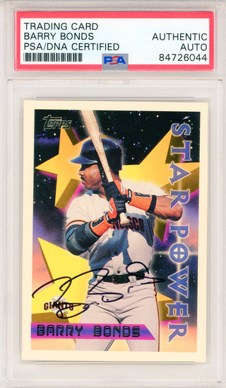 Barry Bonds Autographed 1996 Topps Star Power Card #10 (PSA Auto)