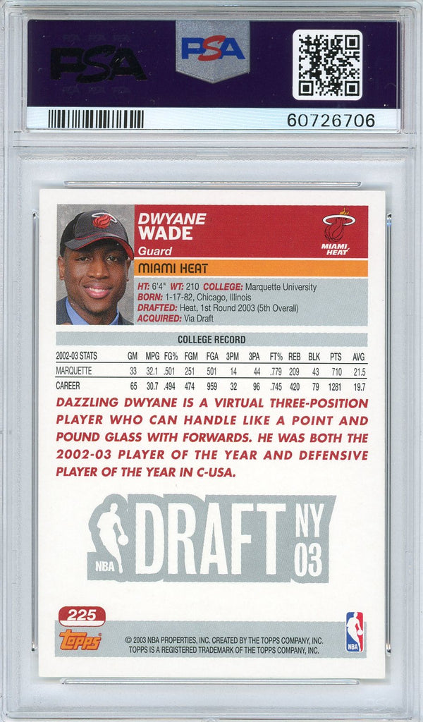 Dwyane Wade 2003 Topps  Rookie Card #225 (PSA NM-MT 8)