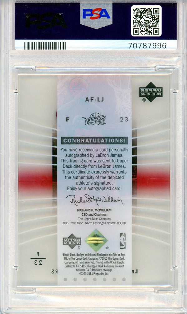 LeBron James Autographed 2004 Upper Deck Trilogy Auto Focus Card #AF-LJ (PSA)
