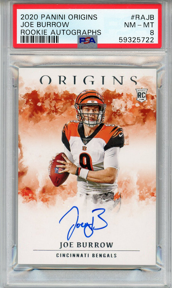 Joe Burrow Autographed 2020 Panini Origins Rookie Autographs Card #RAJB (PSA NM-MT 8)
