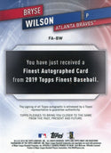 Bryse Wilson Autographed 2019 Topps Finest Gold Refractor Rookie Card 37/50
