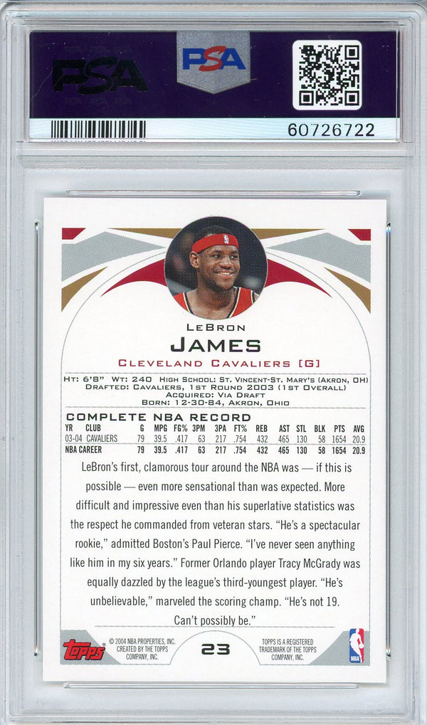 LeBron James 2004 Topps Card #23 (PSA Mint 9)