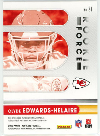 Clyde Edwards-Helaire 2020 Panini Absolute Rookie Force Patch Card #21