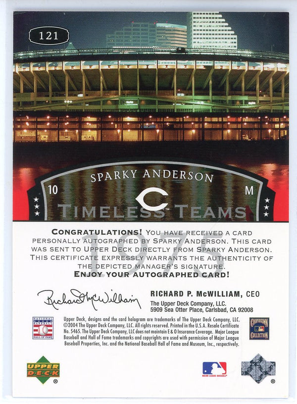 Sparky Anderson Autographed 2004 Upper Deck Legends Card #121