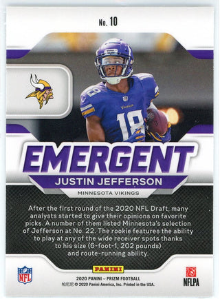 Justin Jefferson 2020 Panini Prizm Emergent Rookie Card #10