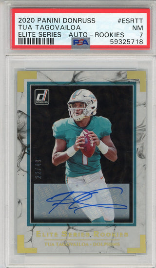 Tua Tagovailoa Autographed 2020 Panini Donruss Elite Series Rookies Card #ESRTT (PSA NM 7)