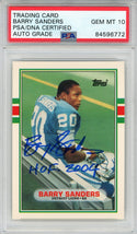 Barry Sanders "HOF 2004" Autographed 1989 Topps Rookie Card (PSA Auto Grade 10)