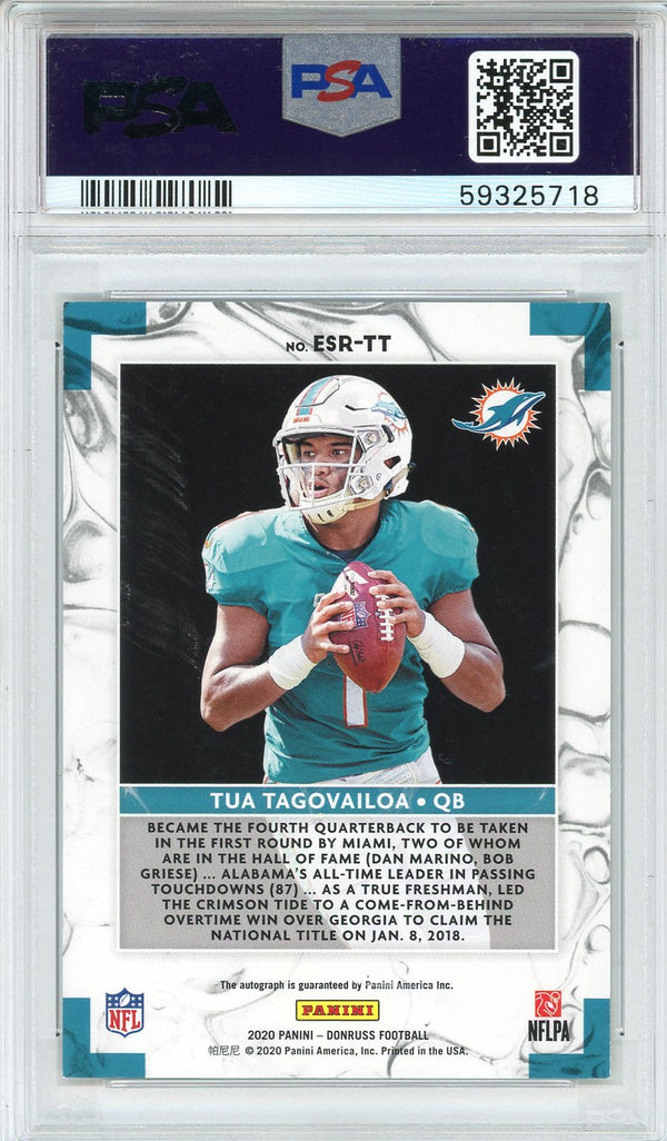 Tua Tagovailoa Autographed 2020 Panini Donruss Elite Series Rookies Card #ESRTT (PSA NM 7)