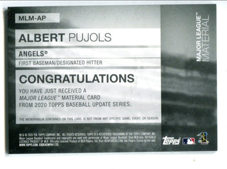 Albert Pujols 2020 Topps Major League Material Jersey Card #MLMAP Card