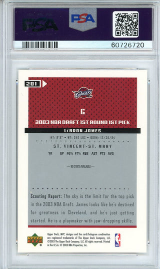 LeBron James 2003 Upper Deck MVP Rookie Card #201 (PSA NM-MT 8)