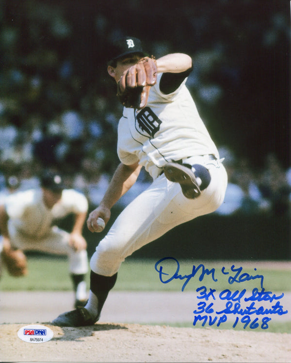 Denny McLain "3x All Star, 36 SO, MVP 1968" Autographed 8x10 Photo (PSA)