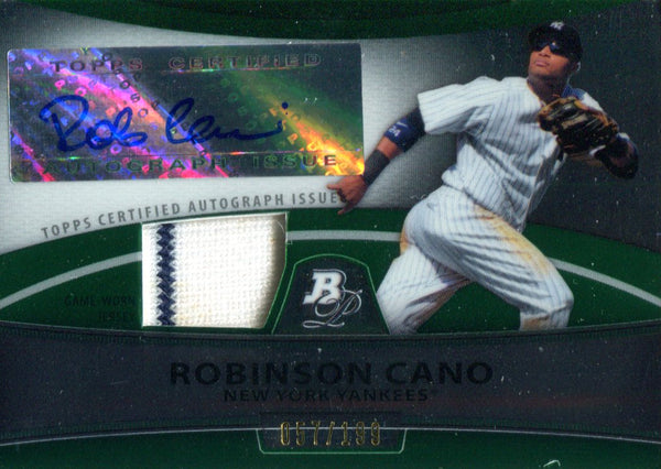Robinson Cano Autographed 2010 Bowman Platinum Jersey Card