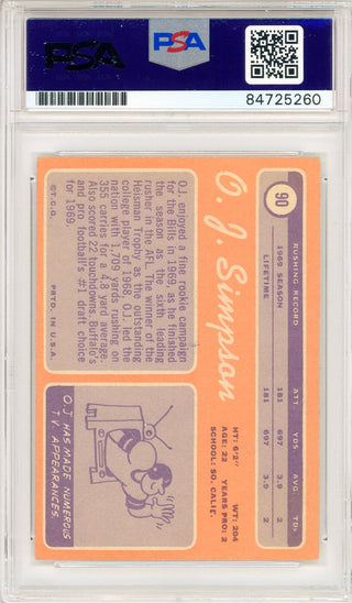 OJ Simpson Autographed Full Name 1970 Topps Card #90 (PSA Auto Gem MT 10)