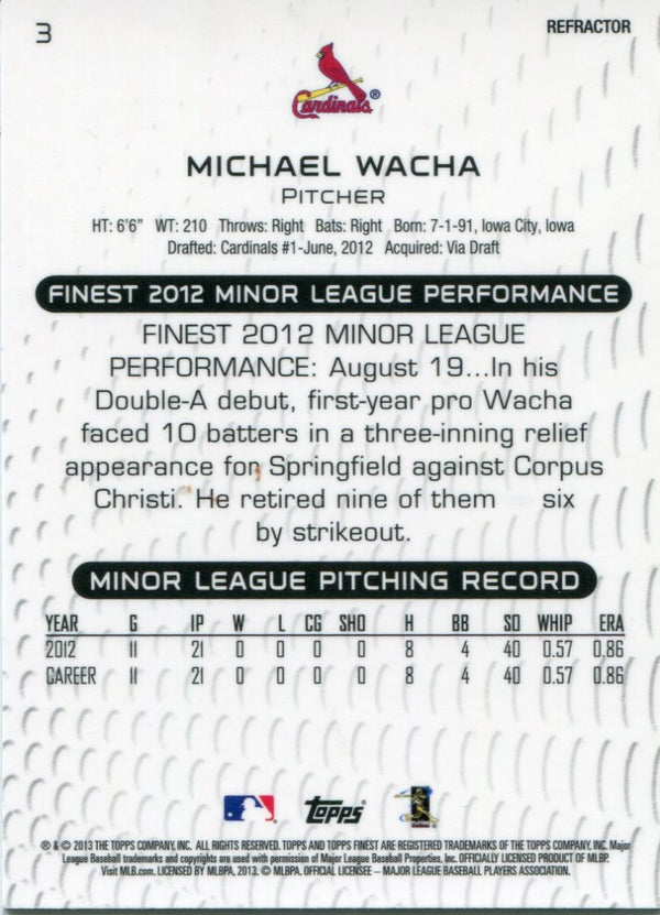 Michael Wacha 2013 Topps Finest Refractor Rookie Card