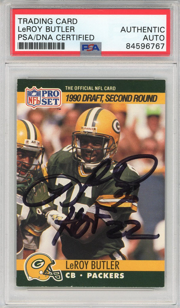 LeRoy Butler "HOF 22" Autographed 1990 Pro Set Rookie Card (PSA Auto)