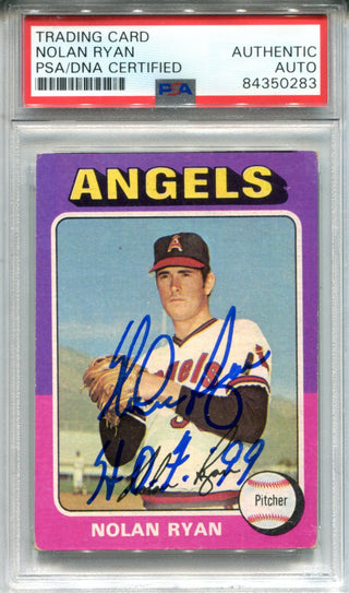 Nolan Ryan "HOF 99" Autographed 1975 Topps Card (PSA)