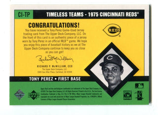 Tony Perez 2001 Upper Deck Vintage Timeless Teams Patch #CITP Card