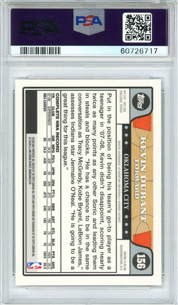 Kevin Durant 2008 Topps Chrome Card #156 (PSA Mint 9)