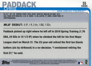 Chris Paddack 2019 Topps Chrome Rookie Card
