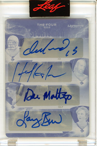 Dan Marino, Hulk Hogan, Dan Mattingly & Larry Bird Autographed 2021 Leaf Ultimate Sports Cyan Plate Card
