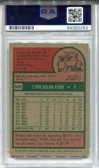 Nolan Ryan "HOF 99" Autographed 1975 Topps Card (PSA)